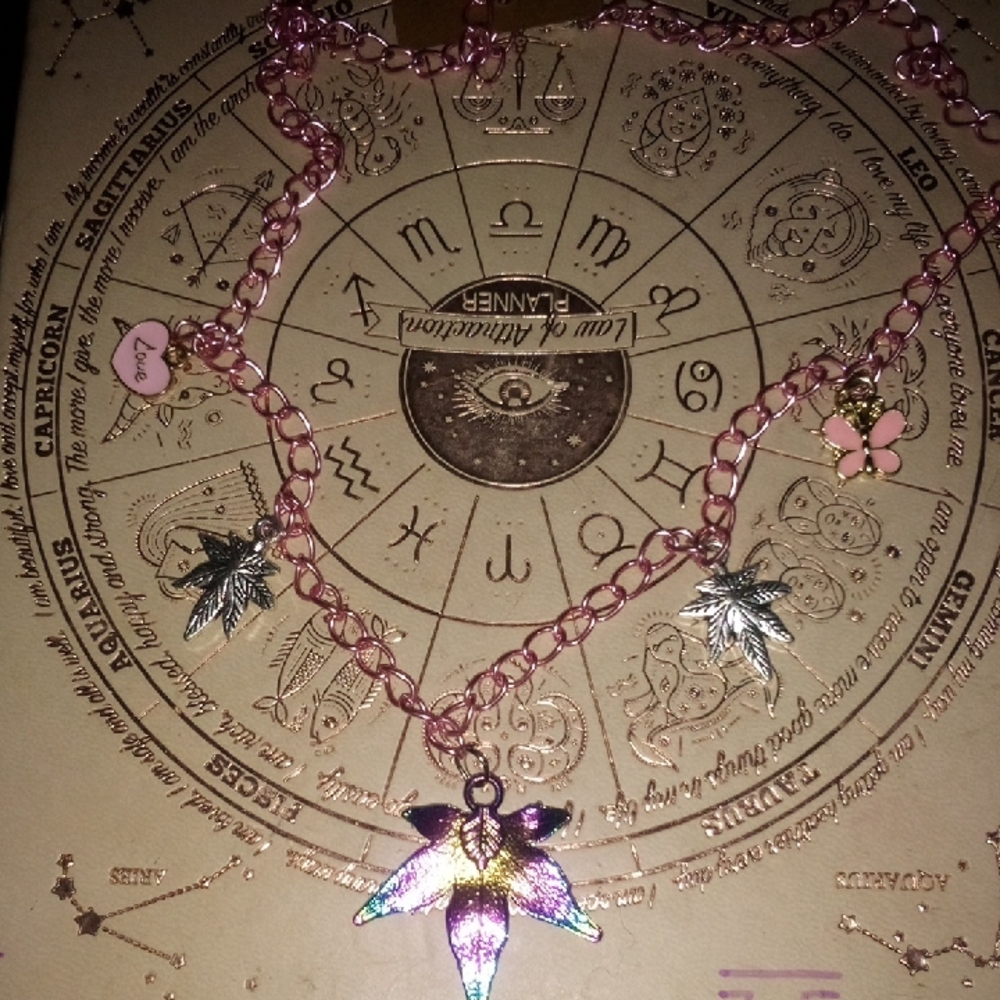 Pink and Silver Charm Necklace